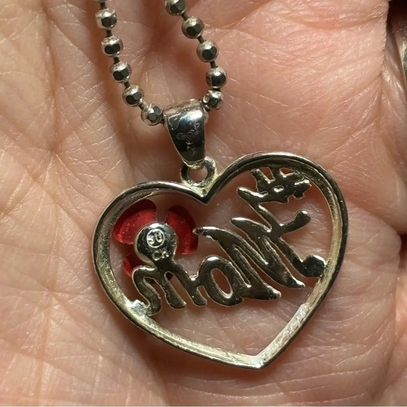 Sterling Silver 925 #1 Mom Heart Shaped Pendant On A 24 Inch sterling Bead Chain - Picture 3 of 6